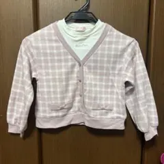 女の子キッズMezzo Piano ピンク系チェック トレーナー 130