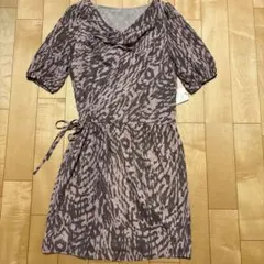 未使用◇CdeC◇五分袖総柄ワンピース◇サイズ40(M相当)◇パープル◇日本製