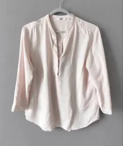 UNIQLO スキッパーブラウス 七分袖 ピンク