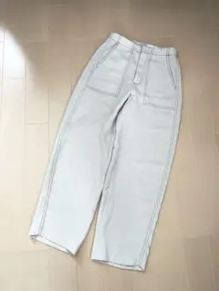 アダムエロペ カービング ストレッチ テーパードパンツ オフホワイト 36 S