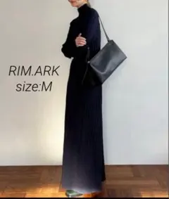 ✨美品✨ RIM.ARK Aライン ハイネック ロング リブ ニット ワンピース
