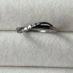 4°Cピンクシルバー ツイストデザイン リング