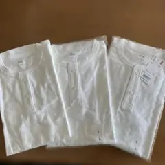 UNIQLO ホワイト ヘンリーネック半袖Tシャツ Lサイズ三着