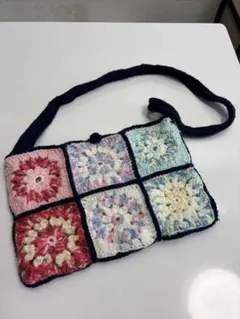 ハンドメイド ポシェット　編み物　ショルダーバッグ　バッグ