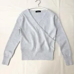 グリーンレーベルリラクシング ニット カットソー ラップ風 Vネック グレー M