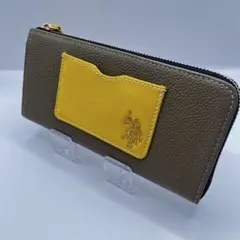 新品 箱付きU.S. POLO ASSN. 長財布 ブラウン イエローL字 美品 - メルカリ