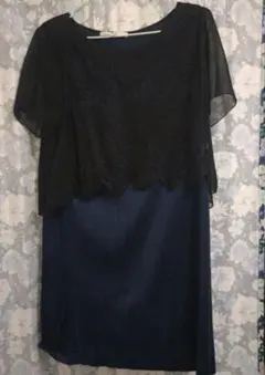 大きいサイズ　紺色セレモニーワンピース