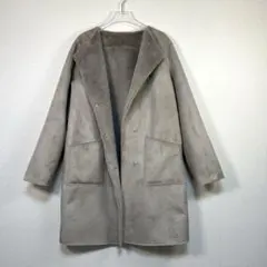 美品　ムートン調　grove グローブ　リバーシブル　ロングコート　M