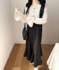 肩スリットリボン　キャミワンピース