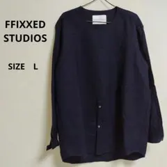 ・【FFIXXED STUDIOS】ウール長袖カットソー ネイビー Lサイズのサムネイル