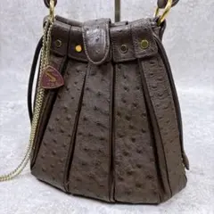 JRAタグ有✨SANPO ショルダーバッグ オーストリッチ 黒 肩掛け 4ホール 
