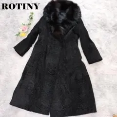 ROTINY✨アストラカン ロングコート 襟ミンク ラム 高級毛皮✨
