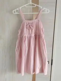 ピンク ジャンバースカート リボン付き　130