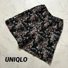 【ユニクロ】 花柄キュロットスカート フレア ウエストゴム ポケット付き 美品