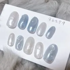 【現品】 ニュアンスネイル　水色ネイル　ホワイトネイル