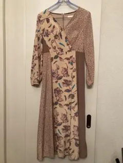 リリーブラウン　花柄・ヒョウ柄長袖ワンピース