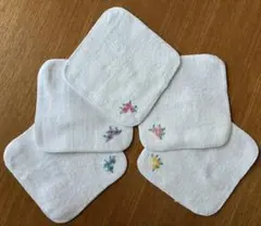 【5枚セット】タオルハンカチ　13cm 刺繍　無地　白　お受験　ホワイト