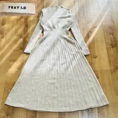 美品✨FRAY I.D ウールカシミアガーターフレアーワンピース プリーツAライ