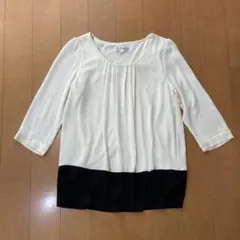 MICHEL KLEIN 七分袖ブラウス 38 アイボリー・ブラック