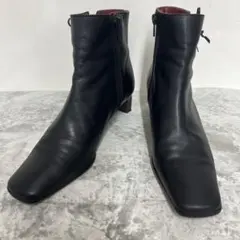 ブラックレザー23.5cmサイドゴア　ショートブーツ