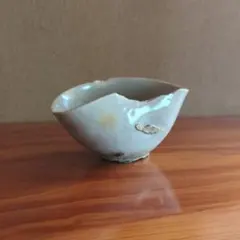 古伊万里 染付 変形皿 型紙摺 印判 ドット 水玉 骨董 アンティーク 金