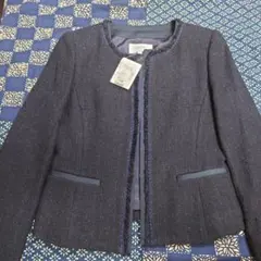 UNTITLED ネイビー ツイード ノーカラージャケット