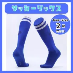 サッカーソックス 2足組セット ストッキング キッズ ジュニア 子供 練習 青3