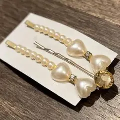 レディース　ヘアアクセサリー　パールピン　ビジューヘアピン　3点セット