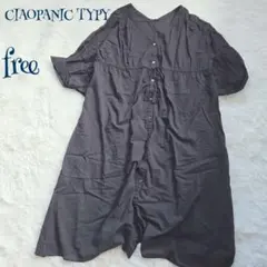 【チャオパニックティピー】 ウエストゴム Vネック シャツワンピース free