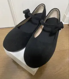 リボン付き　フォーマルシューズ　23cm 22.5cm ブラック