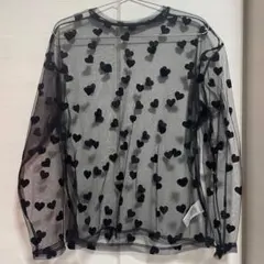 黒 ハート シアーカットソー Mのサムネイル