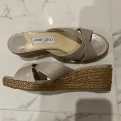 JIMMY CHOO ベージュ　ラメ　エスパドリーユ