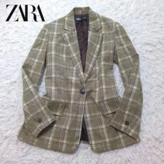 ZARA　ザラ　レディース　テーラードジャケット　チェック柄　サイズXS