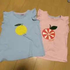 スパンコールフリル袖Tシャツ2枚セット 7＆9歳用