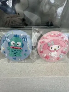 刺繍缶バッジ 2個セット ハンギョドン&マイメロ新品未使用
