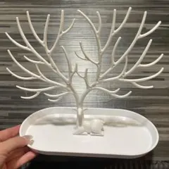 鹿モチーフ ピアス　アクセサリースタンド ホワイト