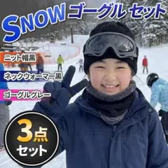 ニット帽 ネックウォーマー スノー タクティカルゴーグル 3点 セット 黒灰色子