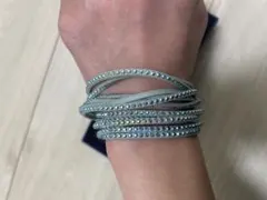 水色 スワロフスキークリスタル ラップブレスレット