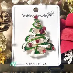 【新品・未使用】クリスマス　ツリー　ブローチ　アクセサリー　ビジュー　プレゼント