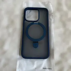 新品 濃いブルー iPhone15 pro ケース マグネット式スタンド付き