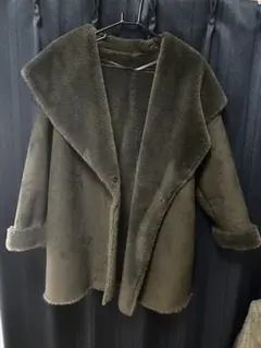 フェイクムートンコート ショート丈 グレー