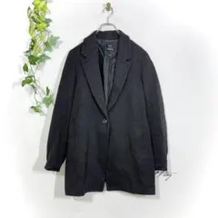 23区 ウールカシミヤ混 チェスターコート(L)ブラック 背抜き 1ボタン▼