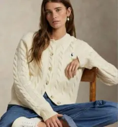 【美品】Polo Ralph Lauren ケーブルニットカーディガン