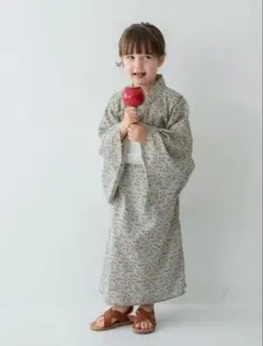 riziere キッズ　ボタニカルプリント　浴衣 S 女の子　花柄