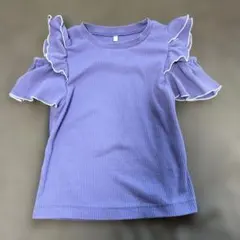 フリル付き紫色Tシャツ 130