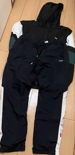 FILA ナイロンジャケット セットアップ ブラック 2XL