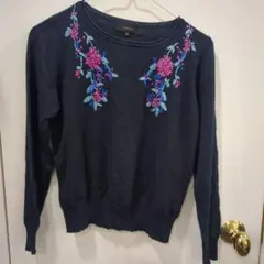 sunauna 長袖ニット 38 黒 花柄刺繍のサムネイル
