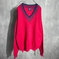 90s オールドギャップ oldgap Vネック デザインニット リブライン