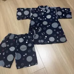 ネイビー 水玉模様 甚平 120cm