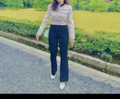 フレアパンツ黒レディース